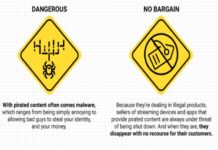 warning signs - piracy is dangerous, no bargain