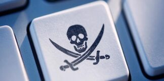 piracy skull crossbones key on keyboard