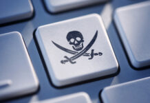 A pirate symbol on a keyboard.