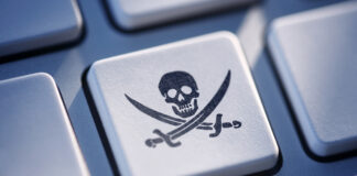 A pirate symbol on a keyboard.