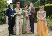 Upcoming Shows: Bridgerton — Season 3, Part 2 A group of (5) people from the TV show Bridgerton.